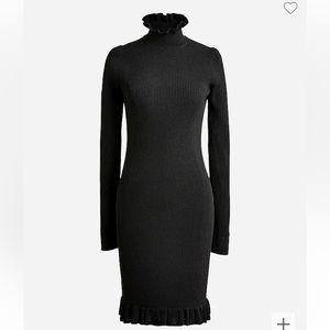 J Crew Supersculpt Ruffle Neck Mini Sweater Dress